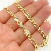 14k Solid Yellow Gold Flat Figaro Chain